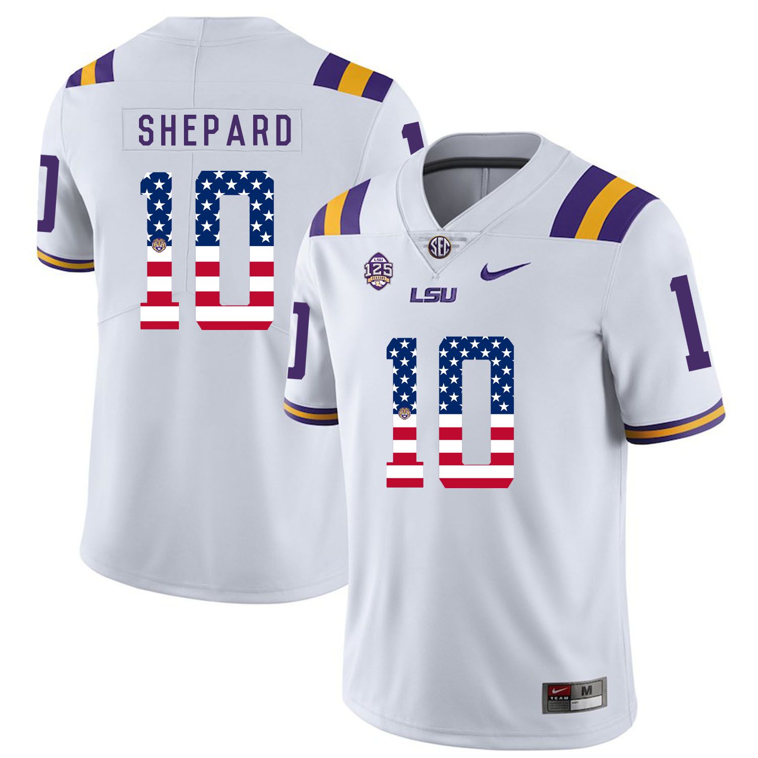 Men LSU Tigers #10 Shepard White Flag Customized NCAA Jerseys